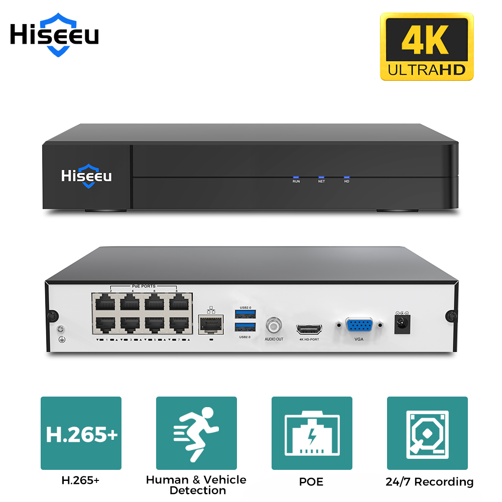 Security Ip Camera - Hiseeu 8채널 4K PoE NVR 네트워크