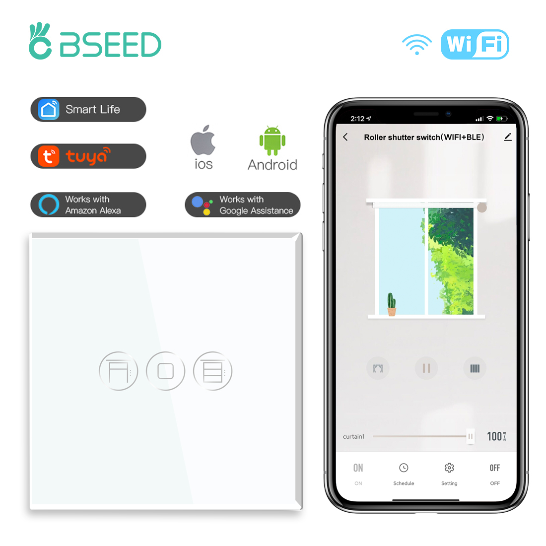 Smart Home Yellow - BSEED Wifi 롤러 셔터 스위치 스마트