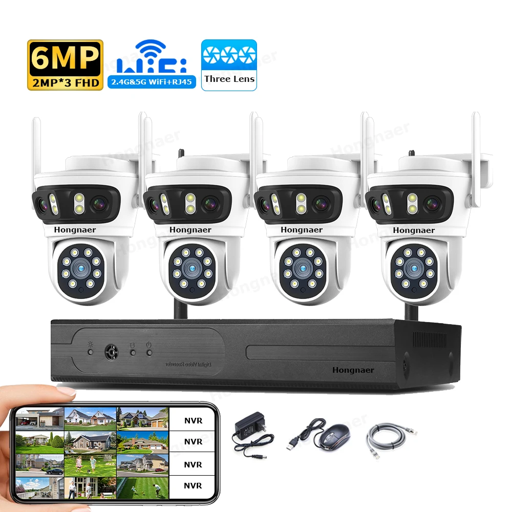 Security Ip Camera - 2026 홍나르 6MP 4채널 3렌즈 2.4G
