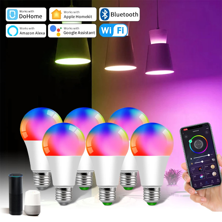 Smart Home Yellow - Dohome Wifi 블루투스 스마트 전구 Alexa