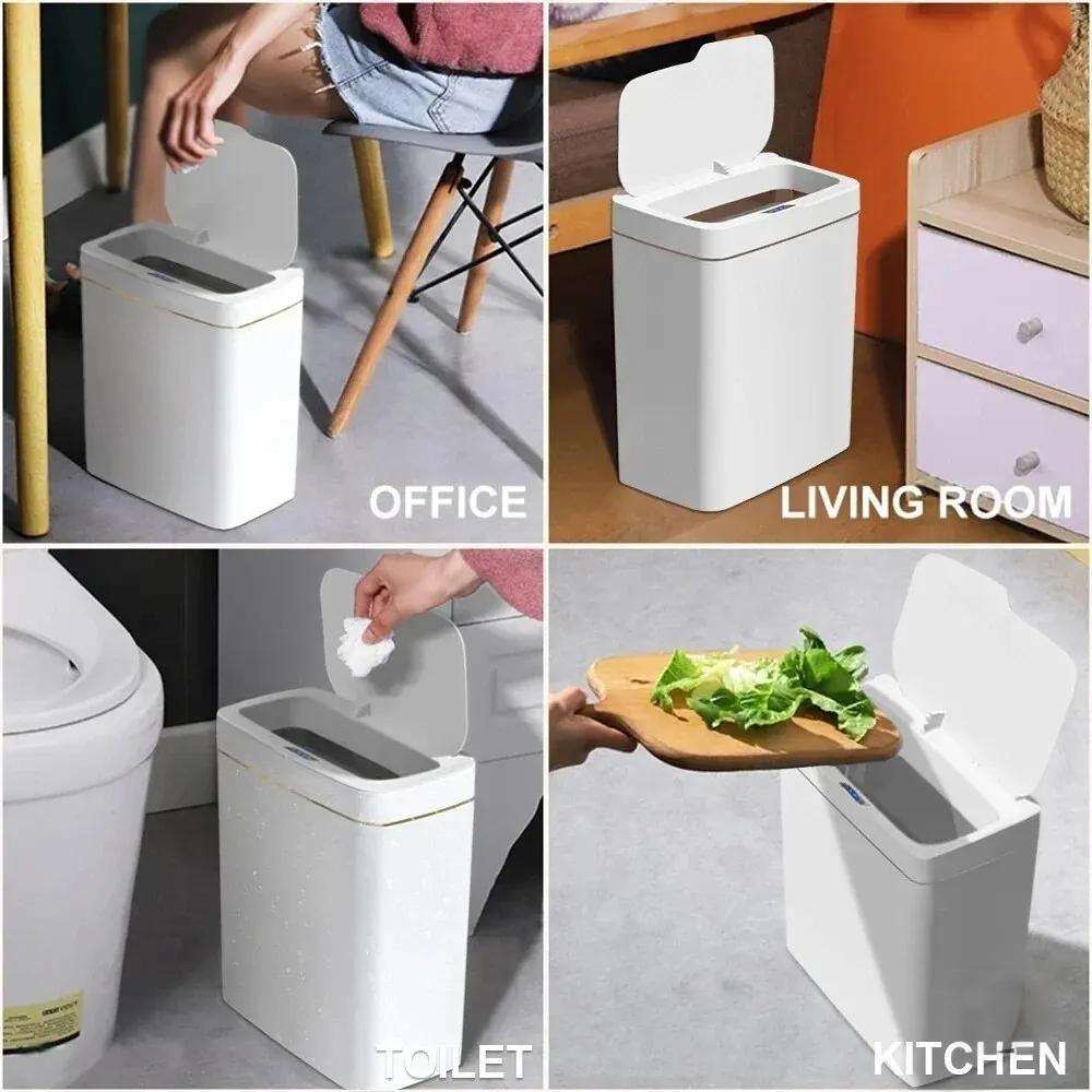자동 센서 쓰레기통 15L 화이트 비접촉식 전자 쓰레기 - Smart Home Junkie 리뷰 및 가격