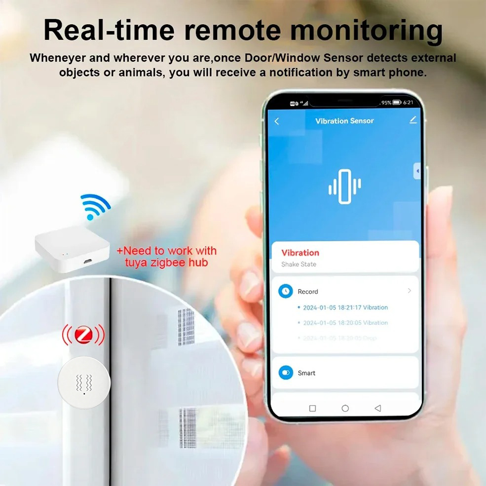 Tuya ZigBee 스마트 진동 및 기울기 센서 홈  - Smart Home Monitoring 리뷰 및 가격