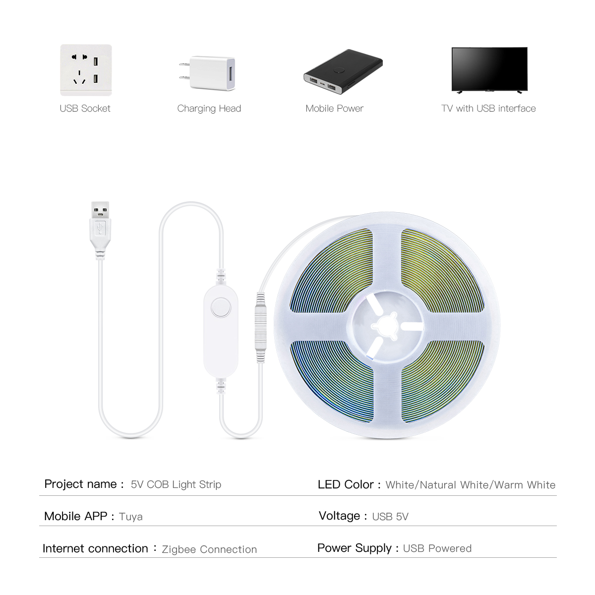 ZigBee COB LED 스트립 스마트 Tuya Al - Smart Home Yellow 리뷰 및 가격