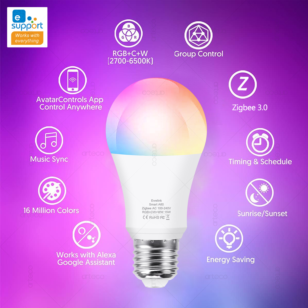 15W 18W E27 Zigbee 스마트 전구 RGB  - Smart Home Yellow 리뷰 및 가격