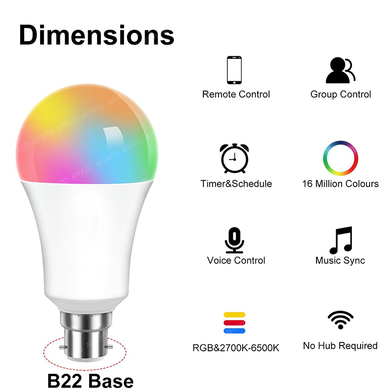 B22 베이스 UK TUYA 와이파이 스마트 전구 블루 - Smart Home Yellow 리뷰 및 가격